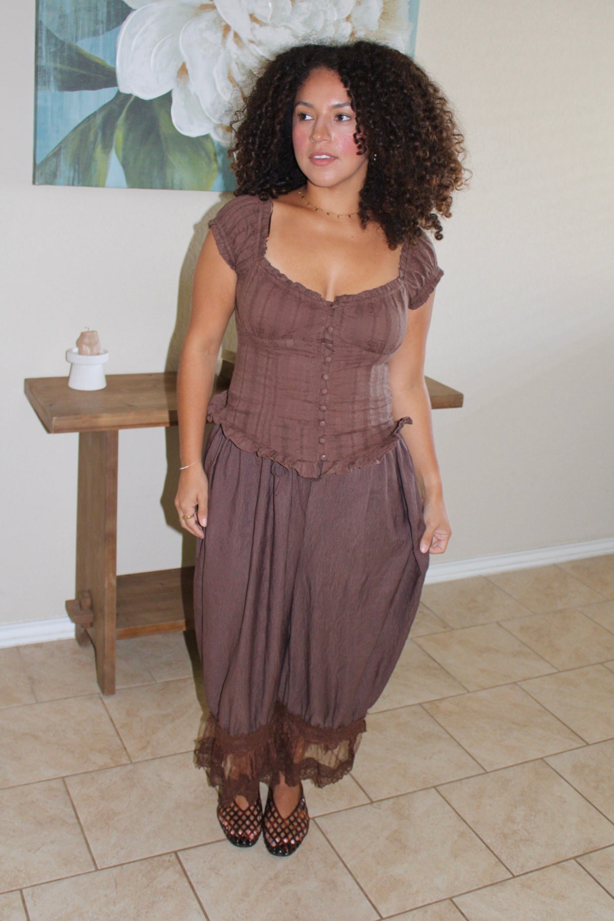 Tiana Ruffle Button Down Top
