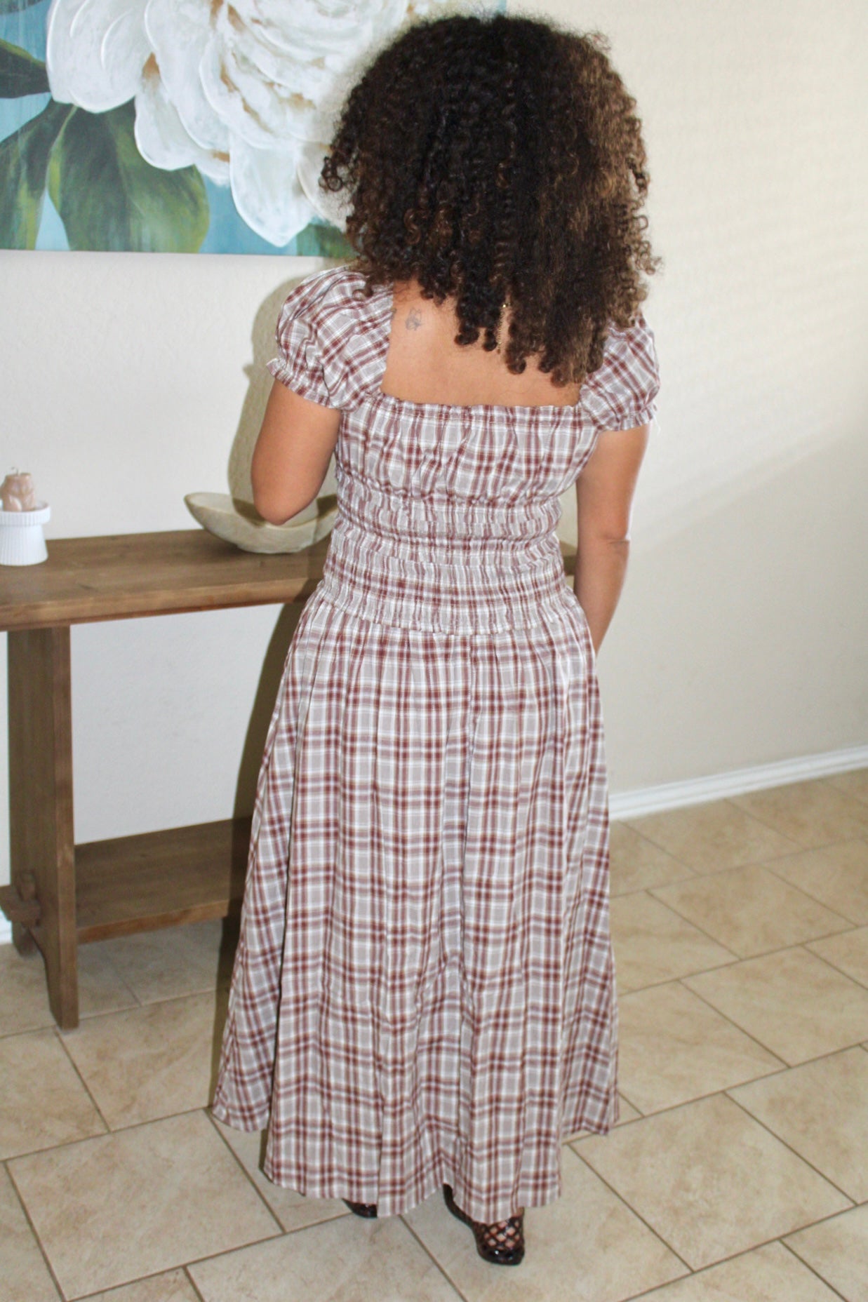 Willa Plaid Puff Sleeve Maxi Dress