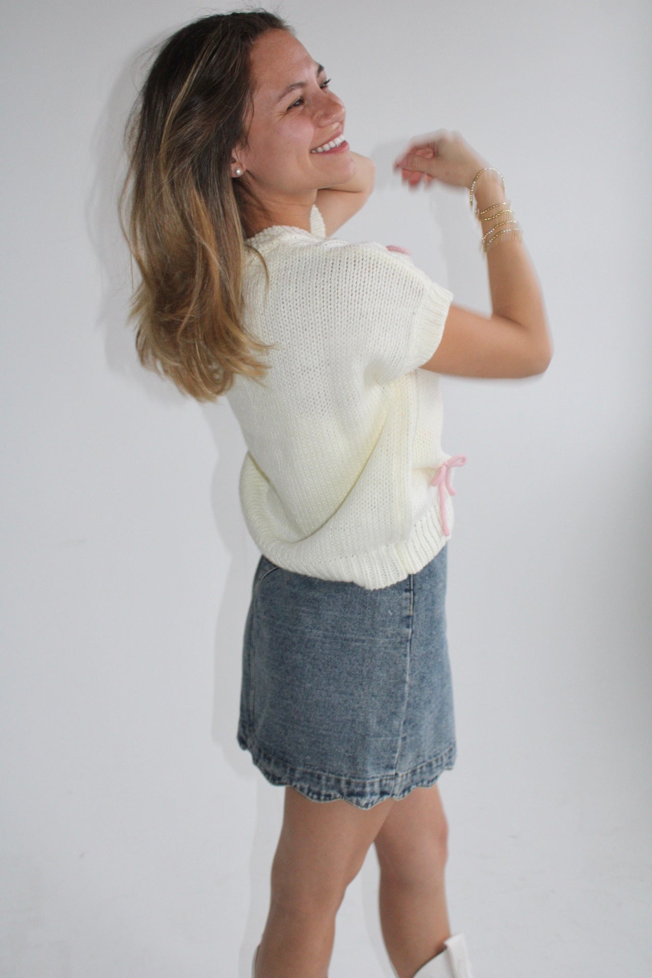 Blushing Bow Knit Top