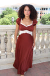 Spiced Cocoa Satin Maxi Dress