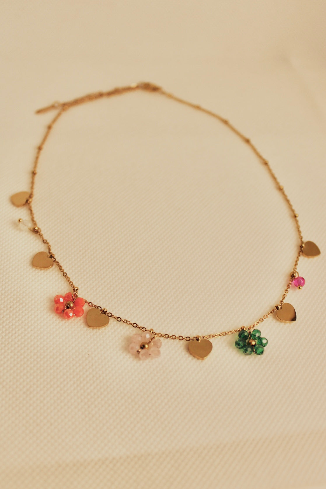 Daisy Florals and Heart Necklace