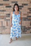 Lila Floral Sweetheart Midi Dress