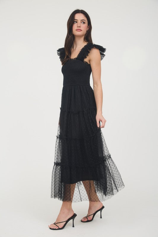 Cecily Polka Dot Smocked Tiered Dress