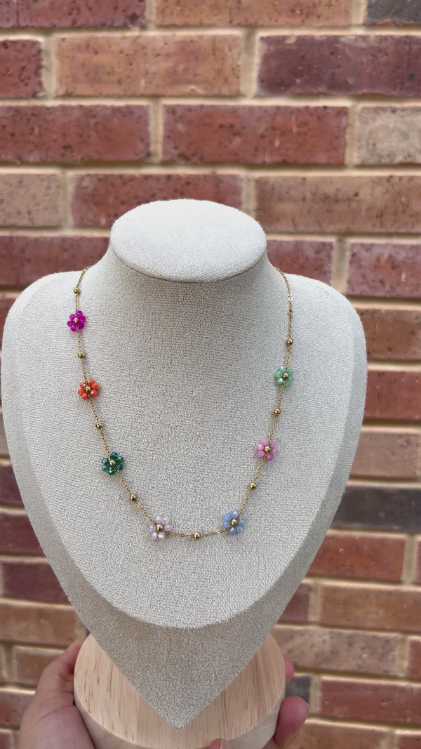 Floral Beaded Garden Necklace