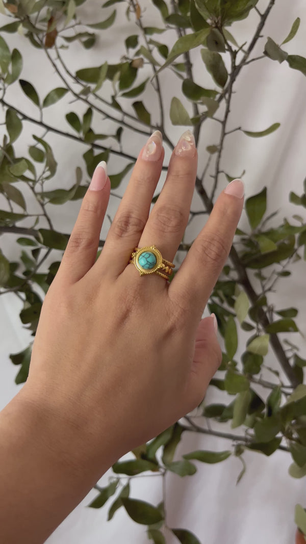Turquoise Marble Compass Ring